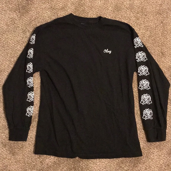 Obey Tops - OBEY Vintage Rose Long Sleeve Tee Unisex S